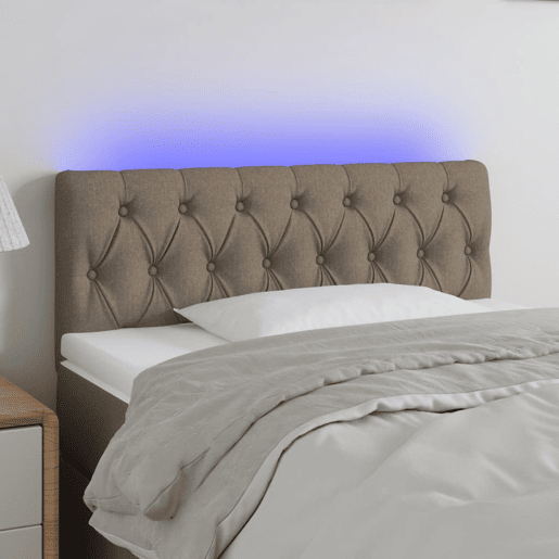 vidaXL Cabeceira cama luzes LED tecido 90x7x7888cm cinza-acastanhado vidaXL Cabeceira cama luzes LED tecido 90x7x7888cm cinza-acastanhado