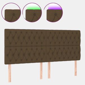 vidaXL Cabeceira de cama c luzes LED tecido 200x7x118128cm castanho