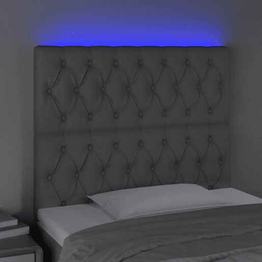 vidaXL Cabeceira cama c luzes LED tecido 90x7x118128cm cinza-claro vidaXL Cabeceira cama c luzes LED tecido 90x7x118128cm cinza-claro