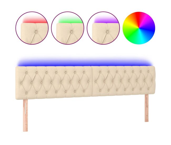 Vidaxl cabecero con led de tela color crema 180x7x78/88 cm