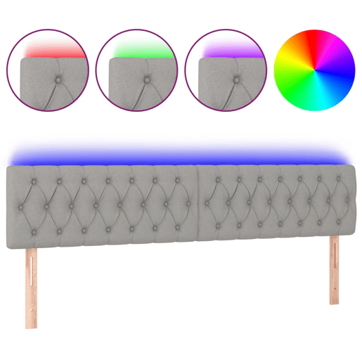 vidaXL Cabeceira de cama cluzes LED tecido 200x7x7888 cm cinza-claro vidaXL Cabeceira de cama cluzes LED tecido 200x7x7888 cm cinza-claro