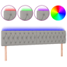 vidaXL Cabeceira de cama cluzes LED tecido 200x7x7888 cm cinza-claro