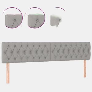 vidaXL Cabeceira de cama cluzes LED tecido 200x7x7888 cm cinza-claro