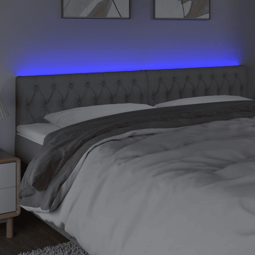 vidaXL Cabeceira de cama cluzes LED tecido 200x7x7888 cm cinza-claro vidaXL Cabeceira de cama cluzes LED tecido 200x7x7888 cm cinza-claro