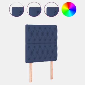 vidaXL Cabeceira de cama c luzes LED tecido 80x7x118128 cm azul