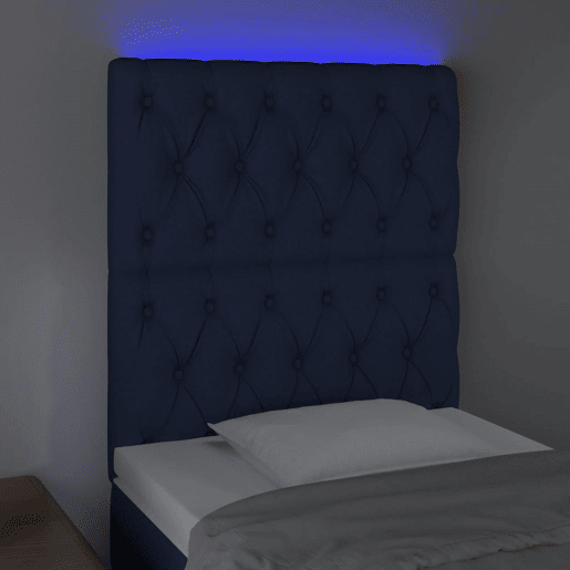 vidaXL Cabeceira de cama c luzes LED tecido 80x7x118128 cm azul vidaXL Cabeceira de cama c luzes LED tecido 80x7x118128 cm azul