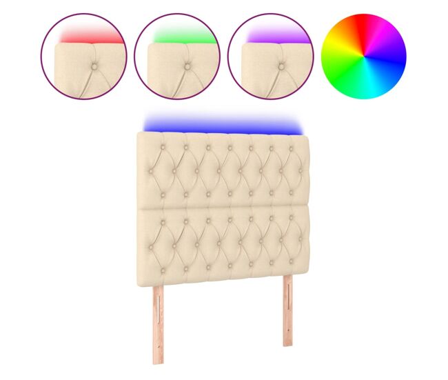 Vidaxl cabecero con luces led tela crema 90x7x118/128 cm