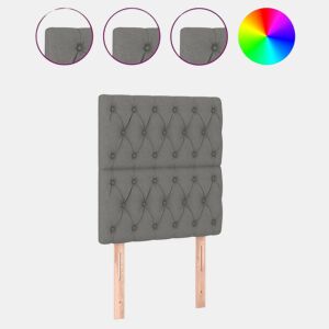 vidaXL Cabeceira de cama c LED tecido 80x7x118128 cm cinza-escuro