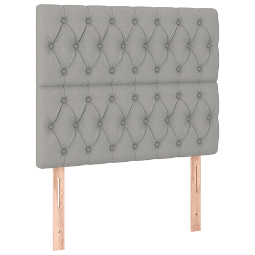 vidaXL Cabeceira cama c luzes LED tecido 100x7x118128cm cinza-claro
