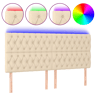 vidaXL Cabeceira cama c luzes LED tecido 200x7x118128 cm cor creme
