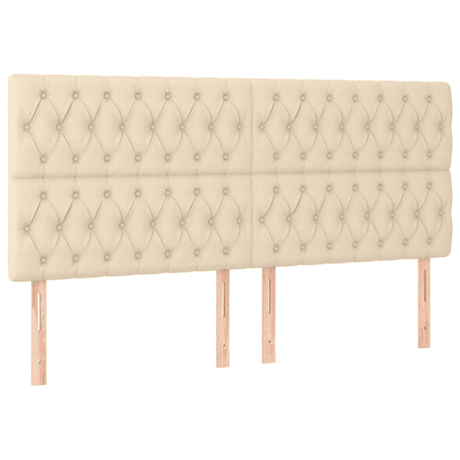 vidaXL Cabeceira cama c luzes LED tecido 200x7x118128 cm cor creme