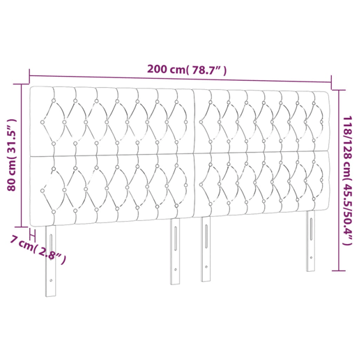 vidaXL Cabeceira cama c luzes LED tecido 200x7x118128 cm cor creme