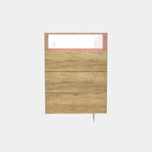 Aparador baixo com LED - 2 portas 3 gavetas - natural e branco