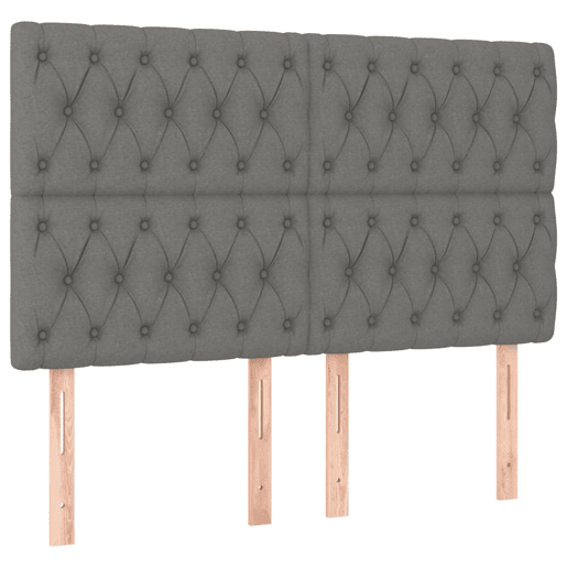 vidaXL Cabeceira de cama c LED tecido 144x7x118128 cm cinza-escuro vidaXL Cabeceira de cama c LED tecido 144x7x118128 cm cinza-escuro