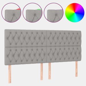 vidaXL Cabeceira cama c luzes LED tecido 180x7x118128cm cinza-claro