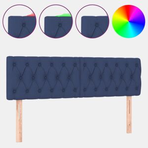 vidaXL Cabeceira de cama c luzes LED tecido 160x7x7888 cm azul