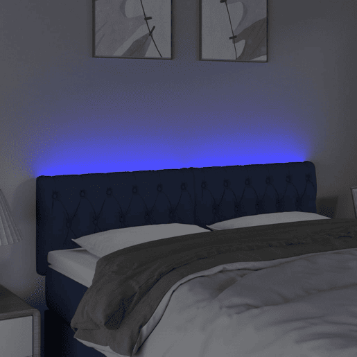 vidaXL Cabeceira de cama c luzes LED tecido 160x7x7888 cm azul