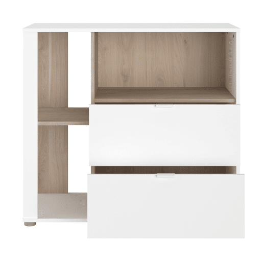 Mesa de cabeceira Boreal Model em branco fosco e carvalho japonês 92x84 cm Mesa de cabeceira Boreal Model em branco fosco e carvalho japonês 92x84 cm