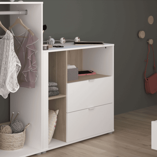 Mesa de cabeceira Boreal Model em branco fosco e carvalho japonês 92x84 cm Mesa de cabeceira Boreal Model em branco fosco e carvalho japonês 92x84 cm