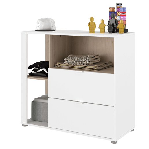 Mesa de cabeceira Boreal Model em branco fosco e carvalho japonês 92x84 cm Mesa de cabeceira Boreal Model em branco fosco e carvalho japonês 92x84 cm