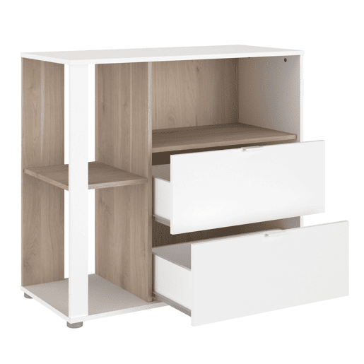Mesa de cabeceira Boreal Model em branco fosco e carvalho japonês 92x84 cm Mesa de cabeceira Boreal Model em branco fosco e carvalho japonês 92x84 cm