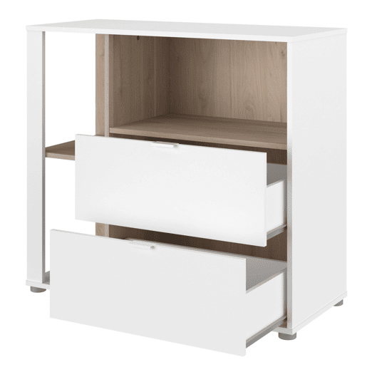 Mesa de cabeceira Boreal Model em branco fosco e carvalho japonês 92x84 cm Mesa de cabeceira Boreal Model em branco fosco e carvalho japonês 92x84 cm