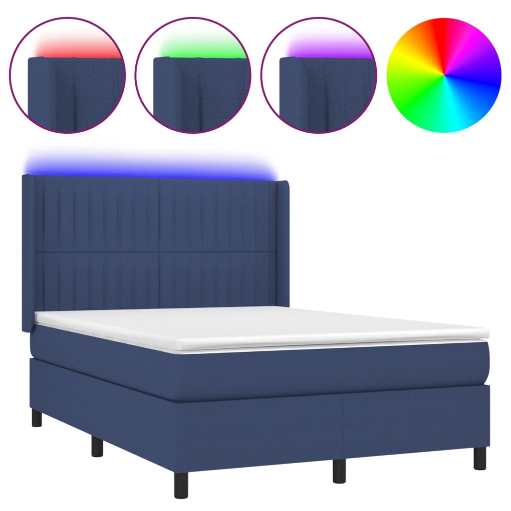 Cama box spring 140x190 Azul