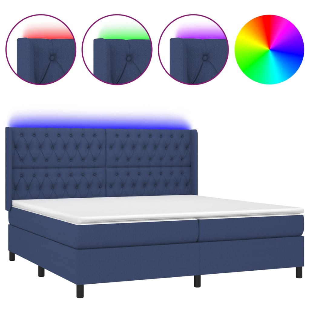 Cama box spring 200x200 Azul