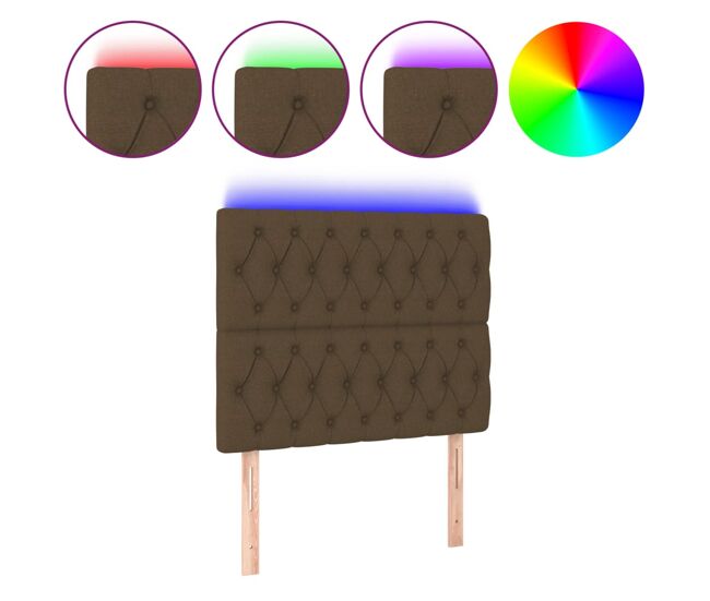 Vidaxl cabecero con luces led tela marrón oscuro 90x7x118/128 cm