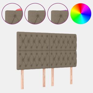vidaXL Cabeceira cama c LED tecido 160x7x118128cm cinza-acastanhado