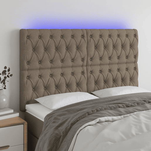 vidaXL Cabeceira cama c LED tecido 160x7x118128cm cinza-acastanhado