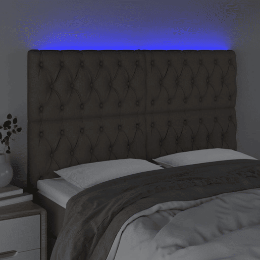 vidaXL Cabeceira cama c LED tecido 160x7x118128cm cinza-acastanhado
