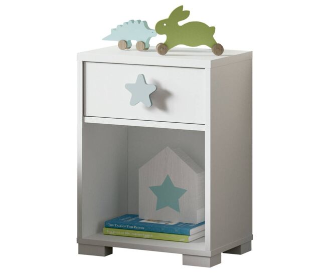 Mesita de Noche Infantil Color Blanco Star 56x40x33 cm
