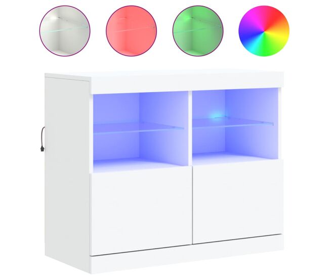 Vidaxl aparador con luces led blanco 81x37x67 cm