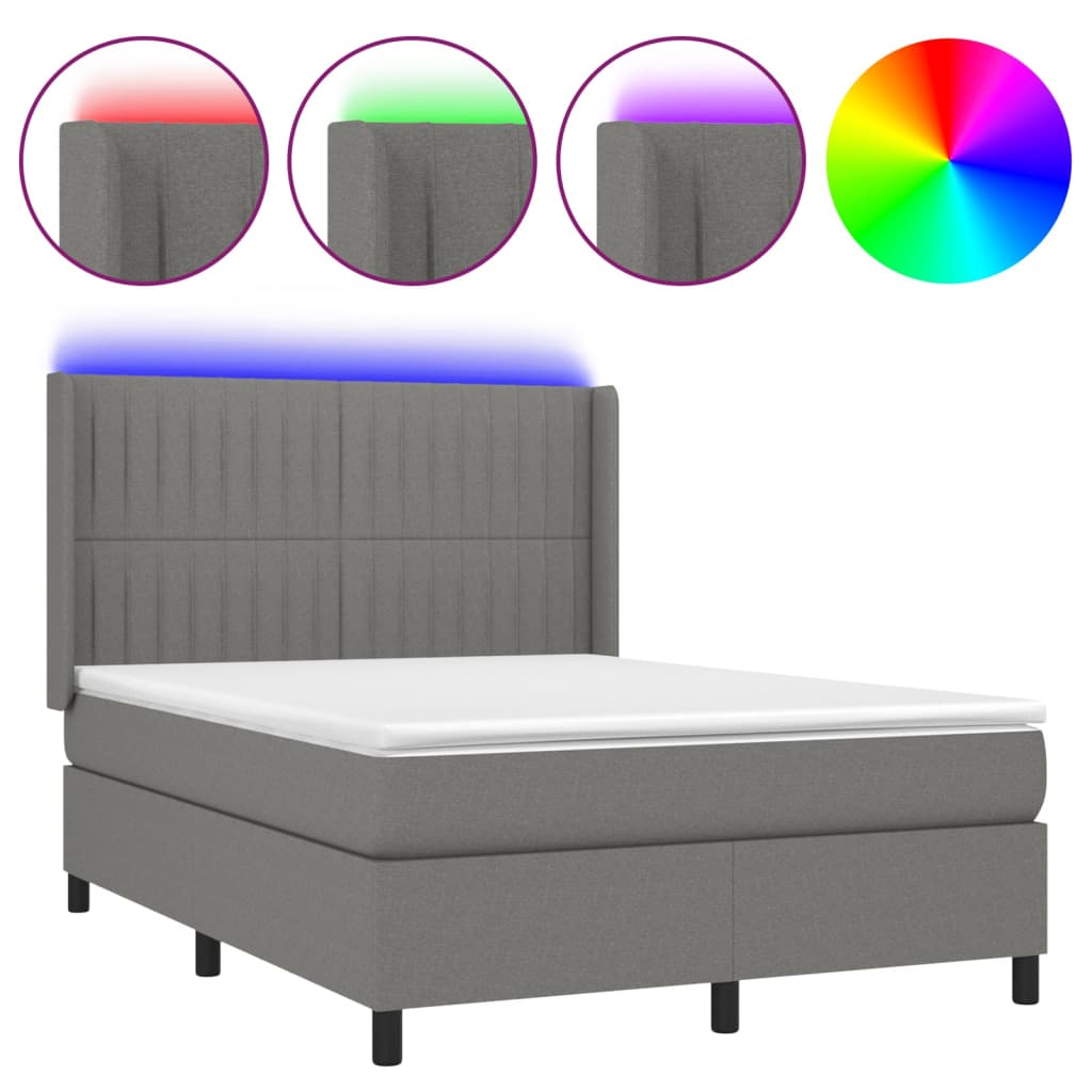 Cama box spring 140x190 Gris Oscuro