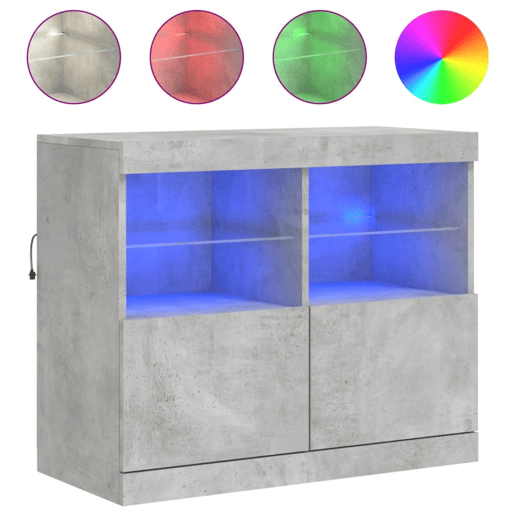 vidaXL Aparador com luzes LED 81x37x67 cm cinzento cimento vidaXL Aparador com luzes LED 81x37x67 cm cinzento cimento