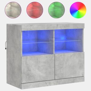 vidaXL Aparador com luzes LED 81x37x67 cm cinzento cimento