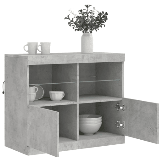 vidaXL Aparador com luzes LED 81x37x67 cm cinzento cimento vidaXL Aparador com luzes LED 81x37x67 cm cinzento cimento