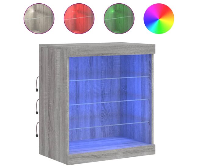 Vidaxl aparador con luces led gris sonoma 60,5x37x67 cm