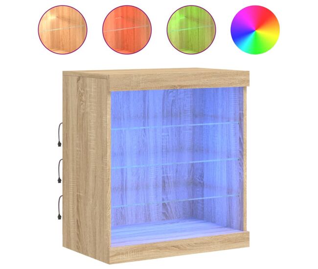 Vidaxl aparador con luces led roble sonoma 60,5x37x67 cm