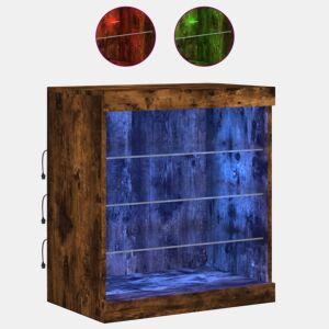 vidaXL Aparador com luzes LED 60,5x37x67 cm carvalho fumado