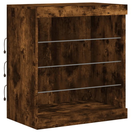 vidaXL Aparador com luzes LED 60,5x37x67 cm carvalho fumado vidaXL Aparador com luzes LED 60,5x37x67 cm carvalho fumado