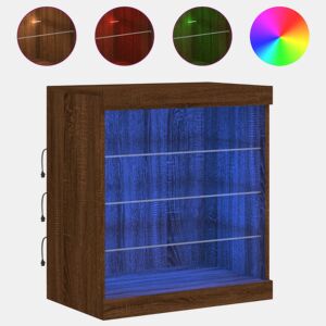 vidaXL Aparador com luzes LED 60,5x37x67 cm carvalho castanho