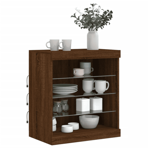vidaXL Aparador com luzes LED 60,5x37x67 cm carvalho castanho vidaXL Aparador com luzes LED 60,5x37x67 cm carvalho castanho