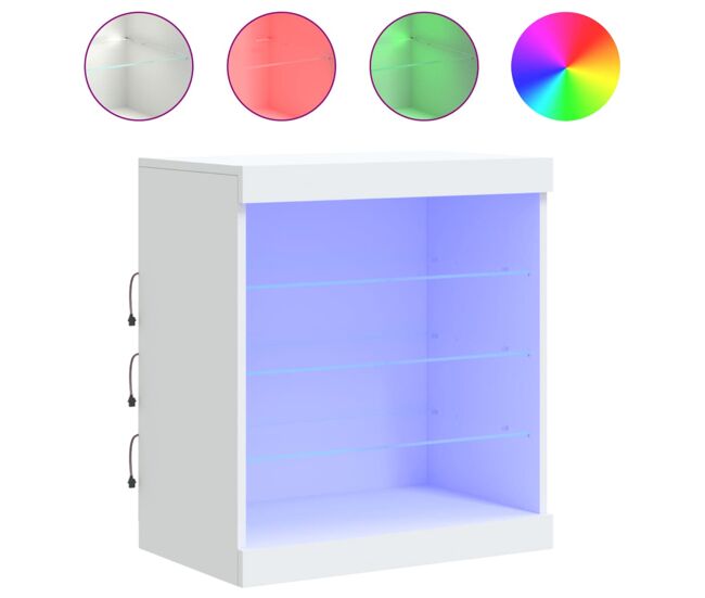 Vidaxl aparador con luces led blanco 60,5x37x67 cm