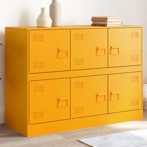 vidaXL Aparador 99x39x73 cm aço amarelo mostarda