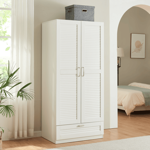 Roupeiro Finning 1 bengaleiro 4 compartimentos 1 gaveta 176x80x52 cm - Branco en.casa
