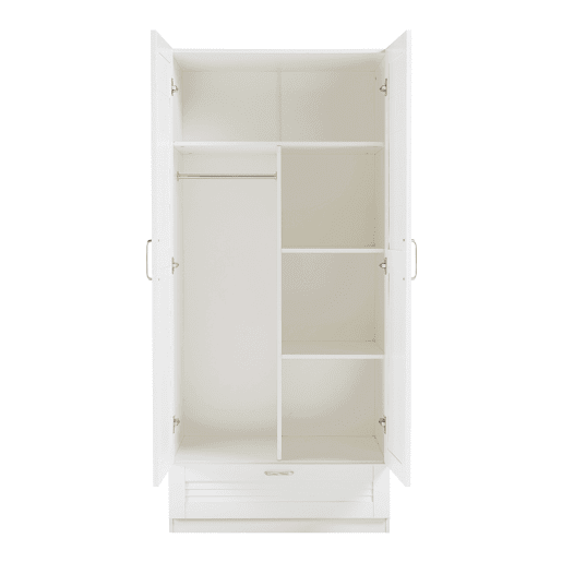 Roupeiro Finning 1 bengaleiro 4 compartimentos 1 gaveta 176x80x52 cm - Branco en.casa