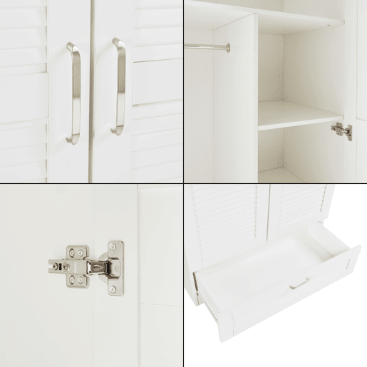 Roupeiro Finning 1 bengaleiro 4 compartimentos 1 gaveta 176x80x52 cm - Branco en.casa