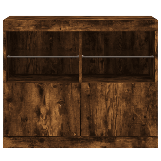 vidaXL Aparador com luzes LED 81x37x67 cm carvalho fumado